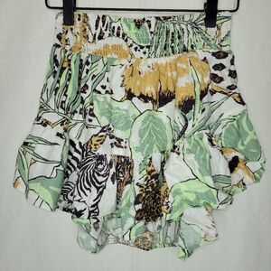 Aerie Tropical And Animal Print Ruffle‎ Skirt Size XS